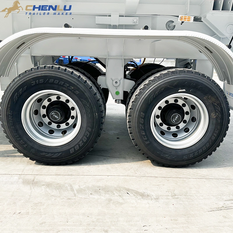 Tandem axles and 315/80R22.5 tyres on the 2 axle dump trailer