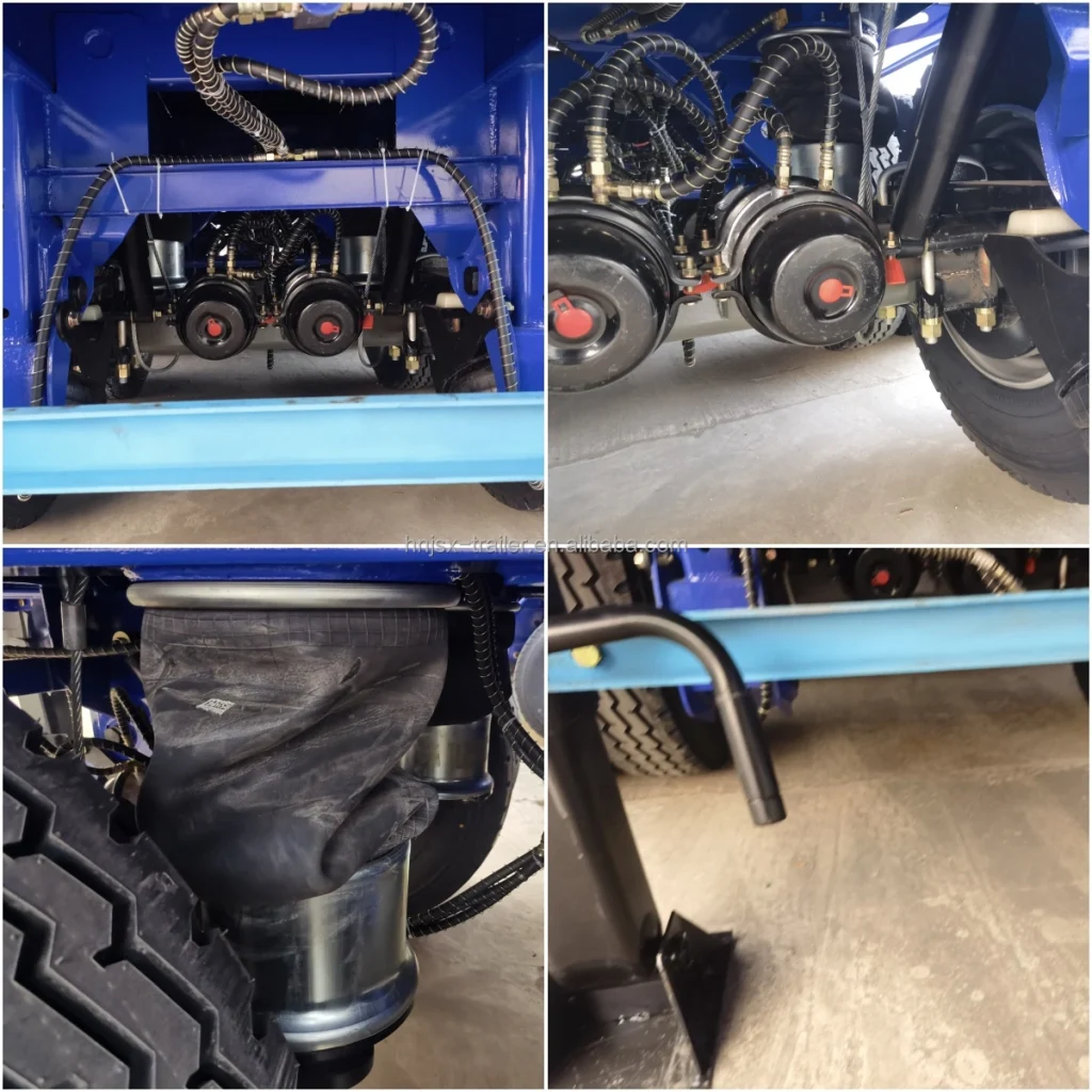 Air suspension and running gear on the 4 axle dump semi trailer